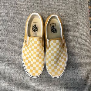 Women slip on vans checker ochre/ true